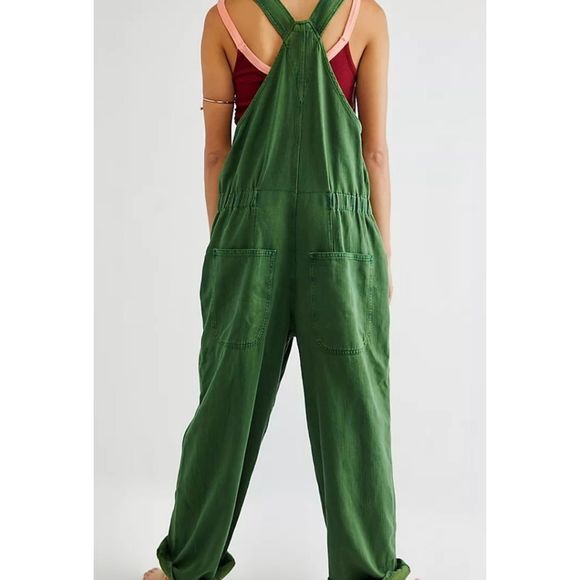 SOLD Free People We The Free Hunter Denim Overall in Spring Green Size Small - Picture 4 of 12